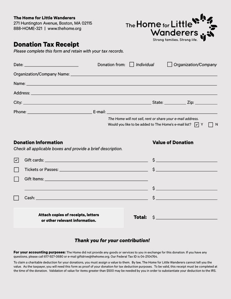 Donation Tax Receipt Template Database